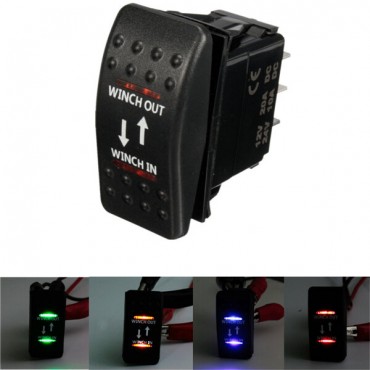 12V 7-Pin 20A Winch In/Out ON-OFF-ON ARB Rocker Switch Car Boat 4 Colors LED