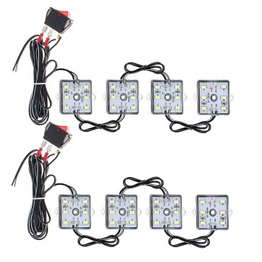 12V 8pcs Waterproof 5630 SMD Truck Bed Work Box LED Reading Marine Light Interior With Switch White Beam 6000K