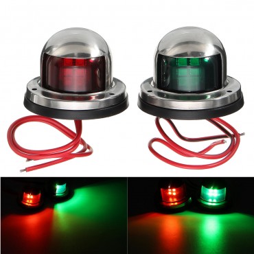 12V Yacht LED Navigation Lights Stainless Steel Bow Marine Boat Red Green Lamp