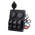 12V/24V 3 Gang Rocker Switch LED Panel Circuit Breaker Blue For Car Boat Marine