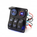 12V/24V 3 Gang Rocker Switch LED Panel Circuit Breaker Blue For Car Boat Marine