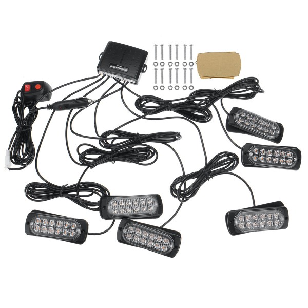 12V/24V 4/6 12 LED Flashing Light Strobe Lamp Truck Recover Amber Beacon & Control Waterproof