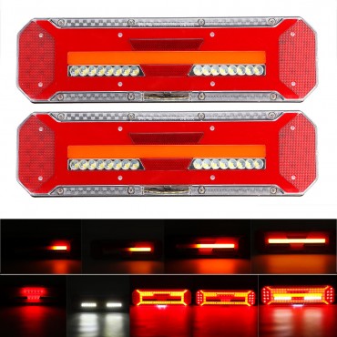 24V LED Flowing Rear Tail Light Turn Signal Brake Reverse Stop Lamp For Trailer Truck Lorry Bus Boat
