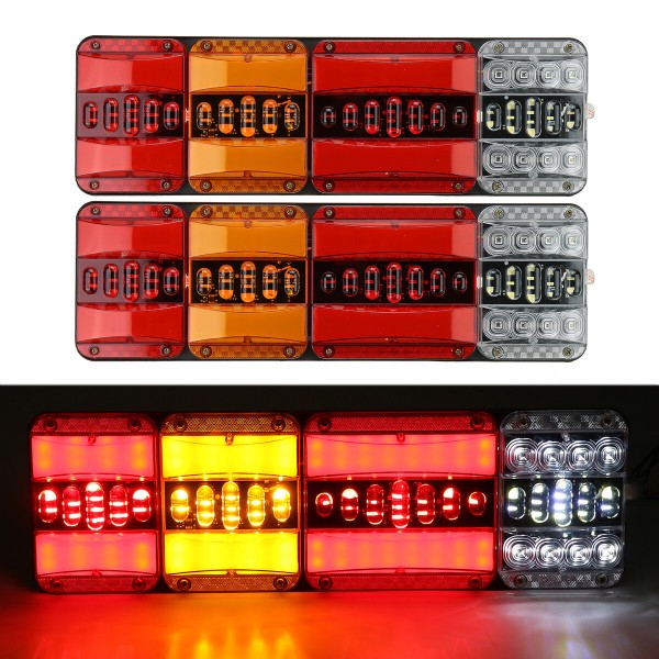 2PCS 24V LED Rear Tail Light Turn Signal Brake Reverse Flowing Traffic Warning Lamp For Trailer Truck Waterproof