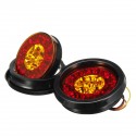 2Pcs 12V 24V Round Tail Lights 16 LED Caravan For Boat Truck Trailer Lorry Brake Stop