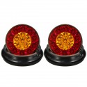 2Pcs 12V 24V Round Tail Lights 16 LED Caravan For Boat Truck Trailer Lorry Brake Stop