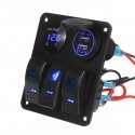 3 Gang 12V-24V LED Switch Panel Water Resistant Toggle Switches Panel With Fuses For Maine Boat Automobile Car RV Yacht