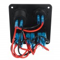 3 Gang 12V-24V LED Switch Panel Water Resistant Toggle Switches Panel With Fuses For Maine Boat Automobile Car RV Yacht