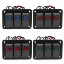 3 Gang 12V/24V Toggle LED Rocker Switch Panel On-Off Car Marine Boat Waterproof