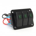 3 Gang 12V/24V Toggle LED Rocker Switch Panel On-Off Car Marine Boat Waterproof