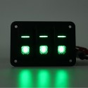 3 Gang 12V/24V Toggle LED Rocker Switch Panel On-Off Car Marine Boat Waterproof