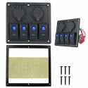 4 Gang 12/24V Switch Panel for Car Boat Marine LED Dual USB ON-OFF Toggle Rocker