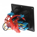 4 Gang 12V Switch Panel Dual USB For Caravan Yacht Boat Marine RV Truck Blue LED