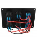 4 Gang Blue LED Toggle Rocker Switch Panel Dual USB ON-off Car Marine Boat 12V