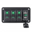 4/5/6 Gang Green Rocker Switch Panel Circuit Breaker LED Waterproof Car Marine