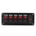 4/5/6 Gang Green Rocker Switch Panel Circuit Breaker LED Waterproof Car Marine