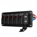 4/5/6 Gang Green Rocker Switch Panel Circuit Breaker LED Waterproof Car Marine