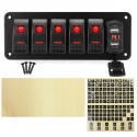 4/5/6 Gang Green Rocker Switch Panel Circuit Breaker LED Waterproof Car Marine