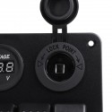 5 Gang Dual USB 12V On-Off LED Switch Panel Voltmeter Car Boat Marine RV Truck ON-OFF