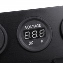 5 Gang Dual USB 12V On-Off LED Switch Panel Voltmeter Car Boat Marine RV Truck ON-OFF