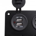 5 Gang Dual USB 12V On-Off LED Switch Panel Voltmeter Car Boat Marine RV Truck ON-OFF