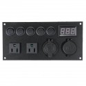 5 Gang Switch Panel Ignition Interior Controls For Car Boat Marine LED Rocker Breaker Waterpoof