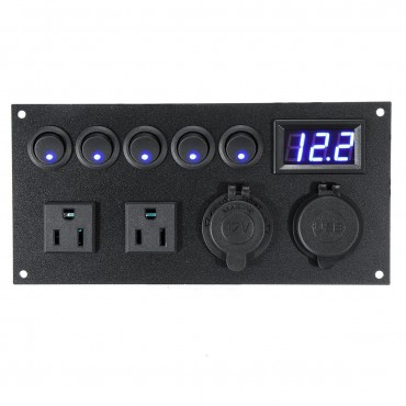 5 Gang Switch Panel Ignition Interior Controls For Car Boat Marine LED Rocker Breaker Waterpoof