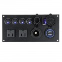 5 Gang Switch Panel Ignition Interior Controls For Car Boat Marine LED Rocker Breaker Waterpoof