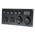 5 Gang Switch Panel Ignition Interior Controls For Car Boat Marine LED Rocker Breaker Waterpoof