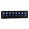 8 Gang LED Rocker Switch Panel Breaker Waterproof For Car Marine Boat