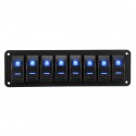 8 Gang LED Rocker Switch Panel Breaker Waterproof For Car Marine Boat