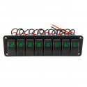 8 Gang LED Rocker Switch Panel Breaker Waterproof For Car Marine Boat