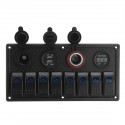 8 Gang Rocker Switch LED Panel ON-OFF Toggle Circuit Breaker Waterproof For Marine Boat Car RV