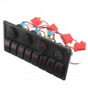 8 Gang Rocker Switch LED Panel ON-OFF Toggle Circuit Breaker Waterproof For Marine Boat Car RV
