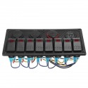 8 Gang Rocker Switch LED Panel ON-OFF Toggle Circuit Breaker Waterproof For Marine Boat Car RV