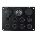 8 Gang Switch Panel 12V-24V Toggles ON OFF USB Voltage Interior Controls Car Boat Marine LED Rocker Breaker