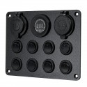 8 Gang Switch Panel 12V-24V Toggles ON OFF USB Voltage Interior Controls Car Boat Marine LED Rocker Breaker