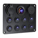 8 Gang Switch Panel 12V-24V Toggles ON OFF USB Voltage Interior Controls Car Boat Marine LED Rocker Breaker