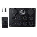 8 Gang Switch Panel 12V-24V Toggles ON OFF USB Voltage Interior Controls Car Boat Marine LED Rocker Breaker