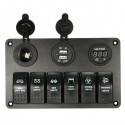 Laser LED Rocker Switch Panel Circuit Breaker USB Charger Socket For Car Boat Marine