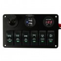 Laser LED Rocker Switch Panel Circuit Breaker USB Charger Socket For Car Boat Marine