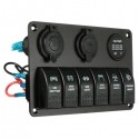 Laser LED Rocker Switch Panel Circuit Breaker USB Charger Socket For Car Boat Marine