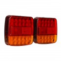 Pair 12V LED Square Tail Light Trailer Truck Boat Number Taillight Marine Lights