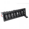 12V-24V 3.1A 8 Gang Rocker Switch Panel Dual USB Circuit Breaker LED Voltmeter For Car Marine Boat