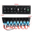 12V-24V 3.1A 8 Gang Rocker Switch Panel Dual USB Circuit Breaker LED Voltmeter For Car Marine Boat