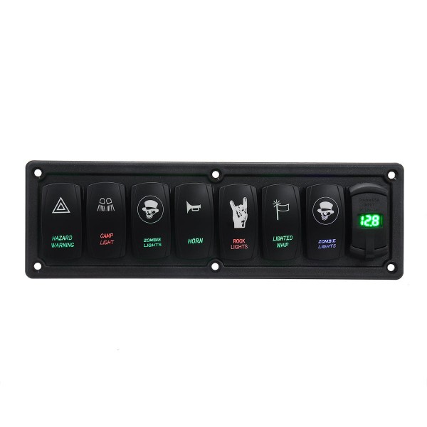 12V-24V 3.1A 8 Gang Rocker Switch Panel Dual USB Circuit Breaker LED Voltmeter For Car Marine Boat