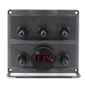 12V 24V 5 Gang LED Rocker Toggle Switch Panel Digital Display Boat Voltage Meter for Car Boat Yacht Motorboat Caravan