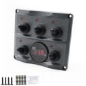 12V 24V 5 Gang LED Rocker Toggle Switch Panel Digital Display Boat Voltage Meter for Car Boat Yacht Motorboat Caravan