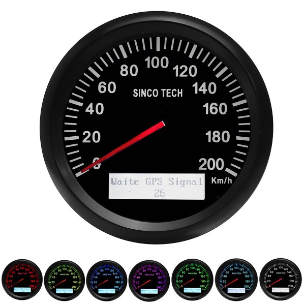 12V 24V 85mm 200Km/h Car GPS Speedometer Odometer Speed Gauge 7 Color Waterproof Marine Boat Universal