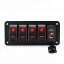 12V 24V ON OFF Toggle Rocker Switch LED Panel Dual USB Charger Voltmeter For Car Marine Boat